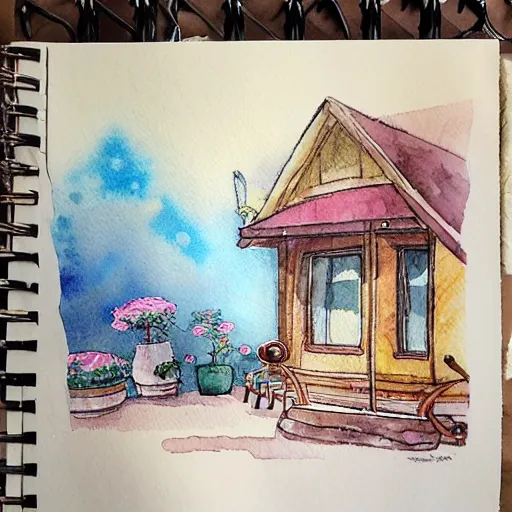 Prompt: studio ghibli bedroom cozy watercolor