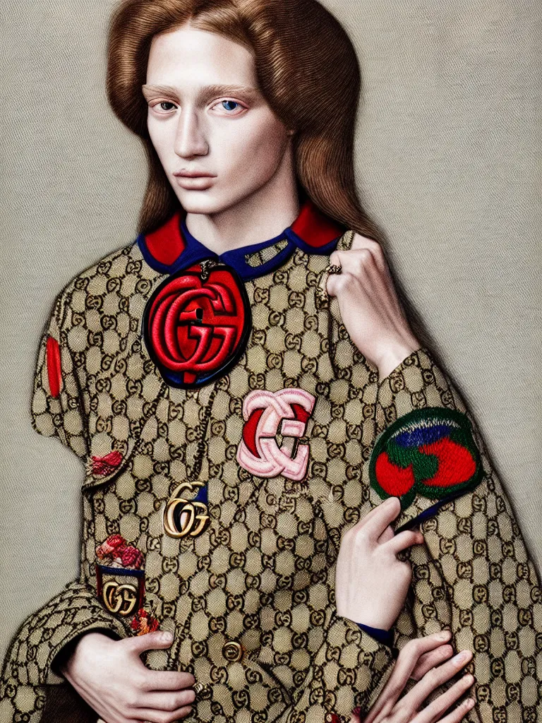 Image similar to a very beautiful gucci portrait, highly detailed, intricate, photography