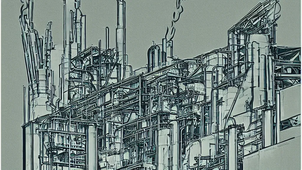 Prompt: deco artwork of a power plant