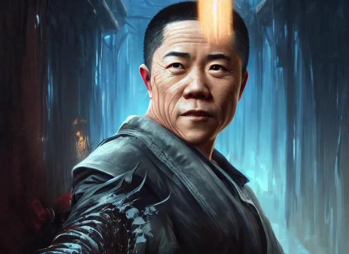 Image similar to highly detailed portrait of jet li, in dead or alive 6, stephen bliss, 8 k, unreal engine, fantasy art by greg rutkowski, loish, rhads, ferdinand knab, makoto shinkai and lois van baarle, ilya kuvshinov, rossdraws, tom bagshaw, global illumination, radiant light, detailed and intricate environment