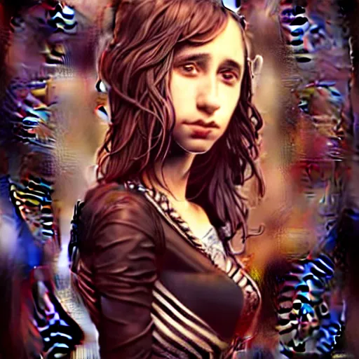 Prompt: in the style of pedro campos, diego fazio, artgerm, beautiful taissa farmiga, steampunk, elegant pose, middle shot waist up, symmetrical face symmetrical eyes, cinematic lighting, detailed realistic eyes, short neck, insanely detailed and intricate elegant