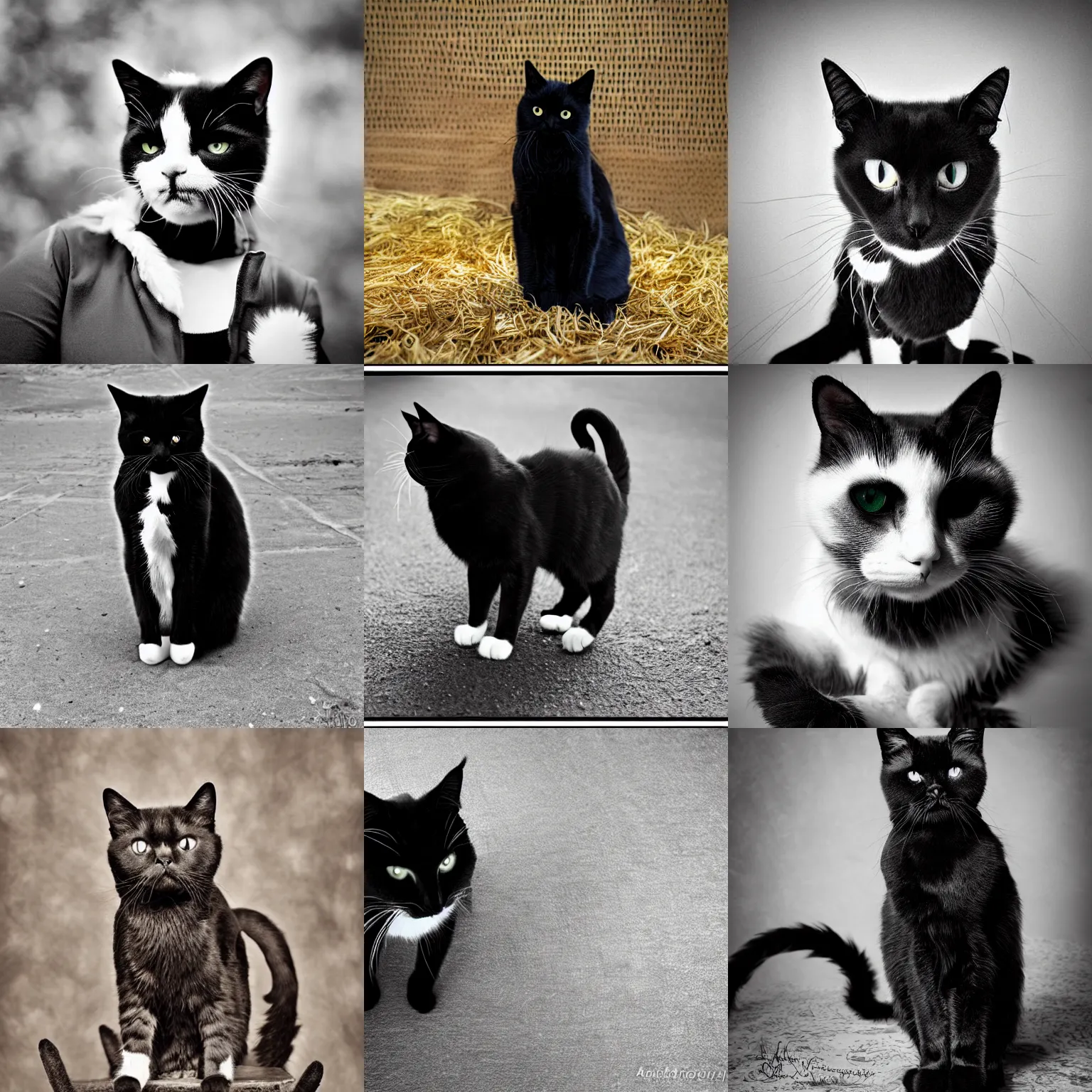 black metal cat with corpse paint, studio photography