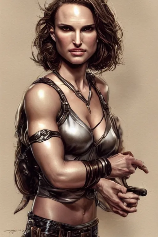 Image similar to muscled Natalie Portman as a ruggedly handsome hero, intricate, elegant, highly detailed, centered, digital painting, artstation, concept art, smooth, sharp focus, illustration, art by artgerm and donato giancola and Joseph Christian Leyendecker, Ross Tran, WLOP