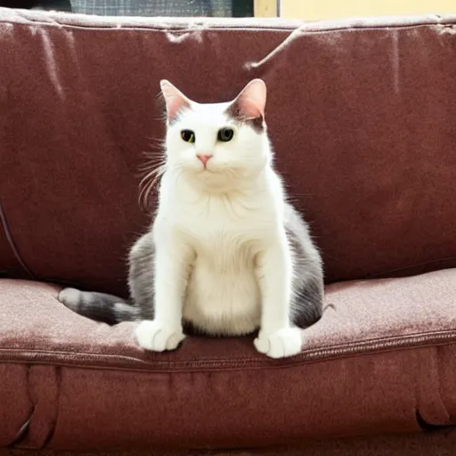 Image similar to a cat in cartoon style sitting on a couch