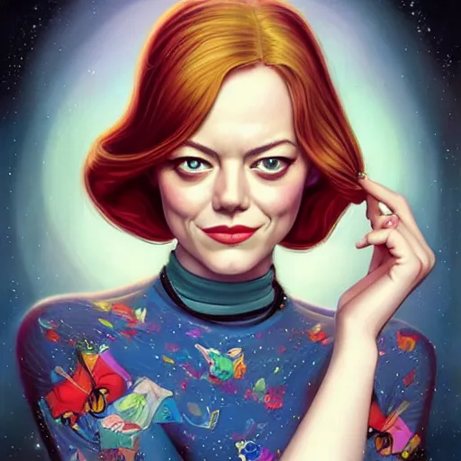 Image similar to lofi portrait of Emma Stone as a Disney princess, Pixar style, by Tristan Eaton Stanley Artgerm and Tom Bagshaw.