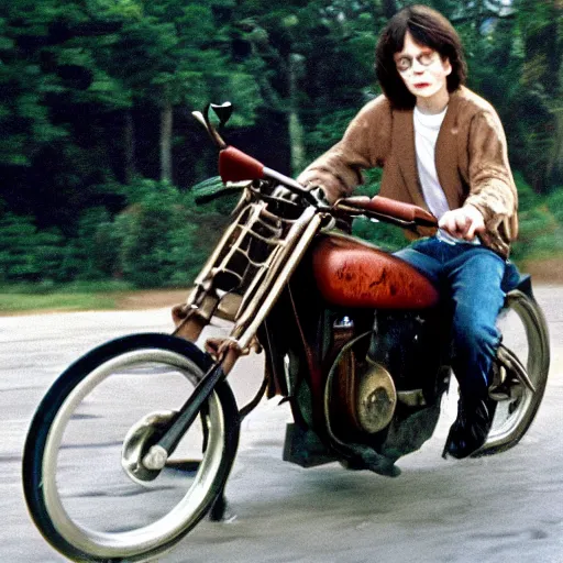 young Harry Potter driving a motorcycle while being | Stable Diffusion ...