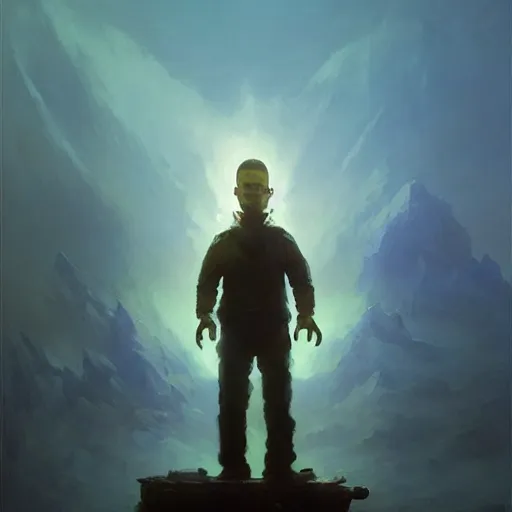 Image similar to ''cinematic shot'''' portrait'' lego walter white made by ivan aivazovsky, peter mohrbacher, greg rutkowski volumetric light effect broad light oil painting painting fantasy art style sci - fi art style realism premium prints available artwork unreal engine