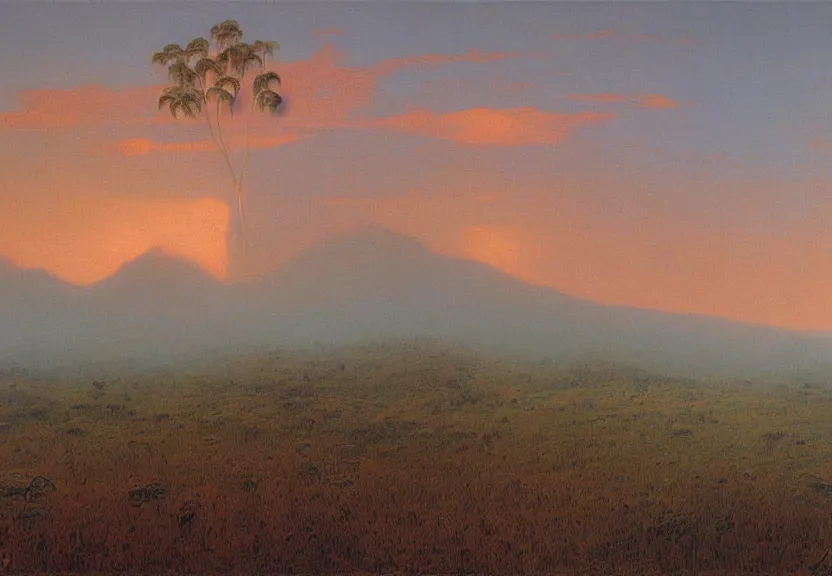 Prompt: sri lankan landscape, painting by zdzisław beksinski,