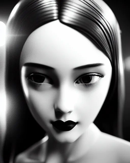 Image similar to black and white dreamy young beautiful female artificial intelligence, metropolis, cinematic, rim light, bokeh, photo - realistic, elegant, high detail, 8 k, masterpiece, photo taken in 1 9 3 0