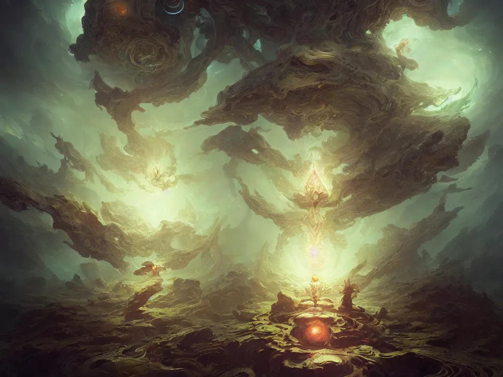 Image similar to the sentient psychic organoids at war with the mindless mystics on an ethereal astral plane, 8 k ultra realistic art, dynamic composition, digital art, intricate endless detail, occult magick, ethereal, imaginatively imagined, artstation, thom tenery, peter mohrbacher, sylvain sarrailh