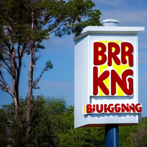 Image similar to a photo of a burger king sign from far away, digital photography