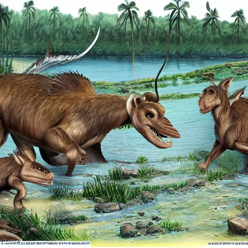 Image similar to jakapil realistic paleo art reconstruction