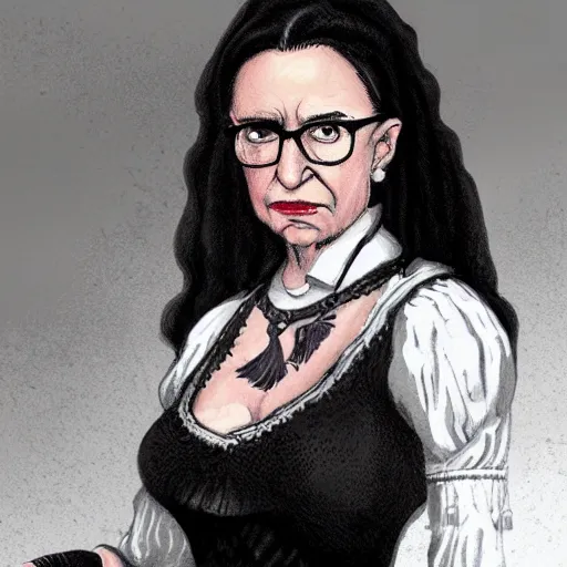 Image similar to portrait of a young ruth bader ginsberg as yennefer from the witcher