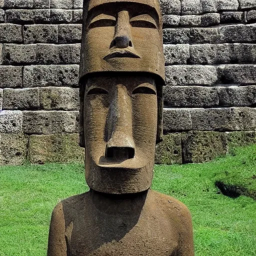 Image similar to easter island head anime girl moai