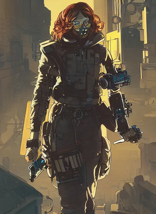 Prompt: cyberpunksafe cracker. portrait by ashley wood and alphonse mucha and laurie greasley and josan gonzalez and james gurney. spliner cell, apex legends, rb 6 s, hl 2, d & d, cyberpunk 2 0 7 7. realistic face. dystopian setting.