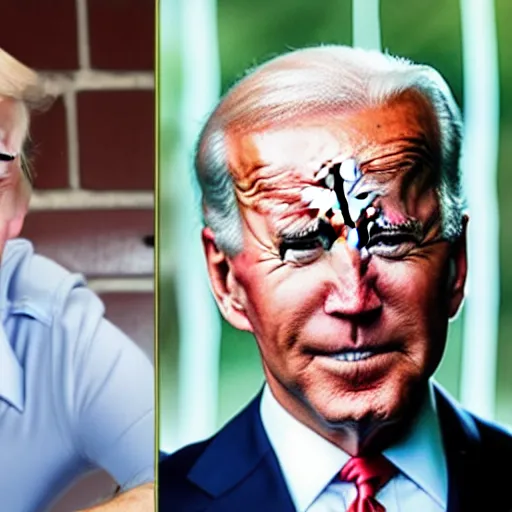 Prompt: a man who is a genetic combination of joe biden and donald trump face and upper - body focus