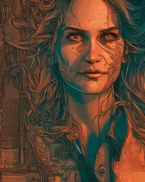 Prompt: highly detailed vfx portrait of pretty woman global illumination, detailed and intricate environment by laurie greasley, liam brazier, dan mumford