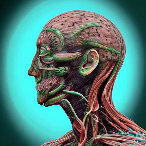 Prompt: an evolved human with new organs to thrive in a polluted environment, award winning digital art by philip hood