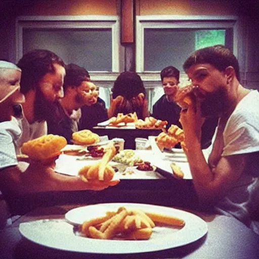 Prompt: “ eating mcdonalds at the last supper ”