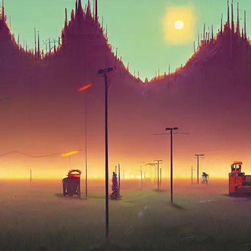 Prompt: the end times by simon stalenhag