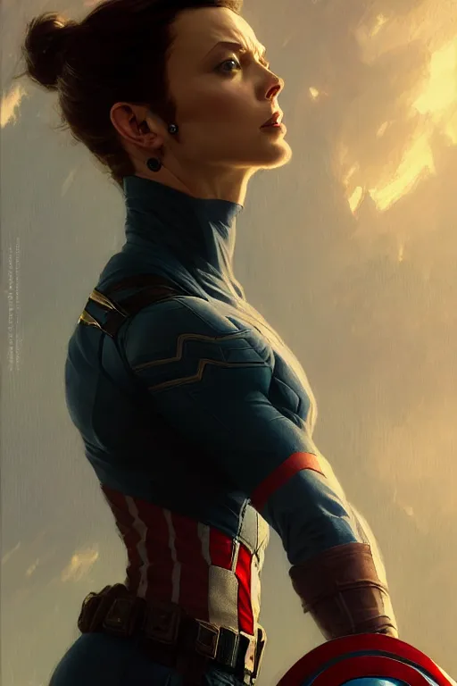 Prompt: captain America as aeon flux profile picture by Greg Rutkowski, matte painting, intricate, fantasy concept art, elegant, by Stanley Artgerm Lau, golden ratio, thomas kindkade, alphonse mucha, loish, norman Rockwell,