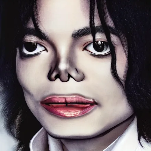 Image similar to realistic picture of Michael Jackson fused with Miranda Cosgrove, studio lighting, high detail, 4k