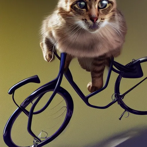 Image similar to cat riding a bicycle,photorealistic