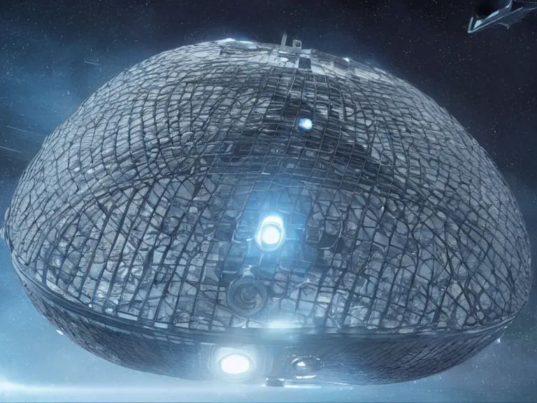 Image similar to a dyson sphere as seen in star trek discovery. intricate, ray - traced, volumetric lighting, high resolution