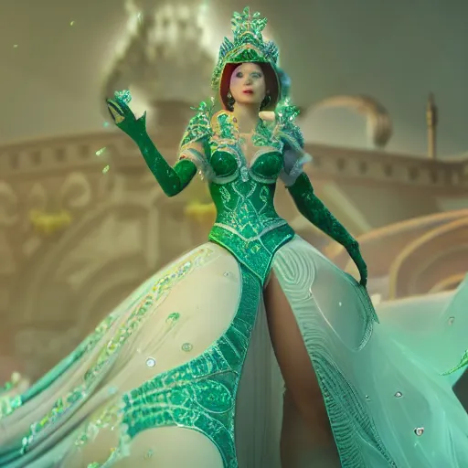 Image similar to wonderful princess of emerald with fair skin, ornate 8 k gorgeous intricate detailed, accent lighting, dramatic light, octane render