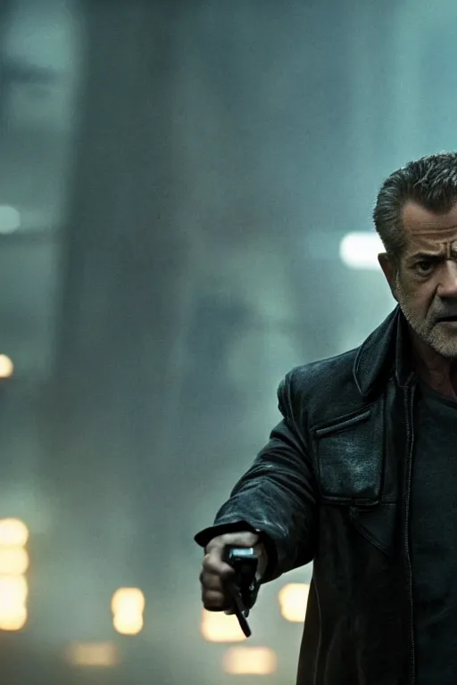 Image similar to [a still of Mel Gibson in the movie Blade Runner 2049 (2017), 4k, HD, high quality]