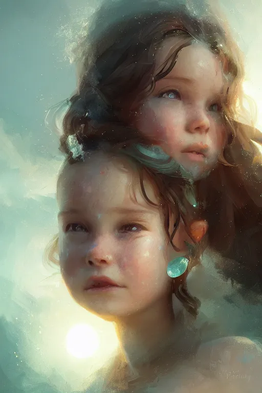 Image similar to Atlantis little girl, joyful, close-up portrait, intricate, elegant, volumetric lighting, scenery, digital painting, highly detailed, artstation, sharp focus, illustration, concept art, ruan jia, steve mccurry