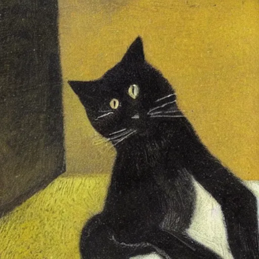 Prompt: a cute black cat by Hewton, Randolph Stanley