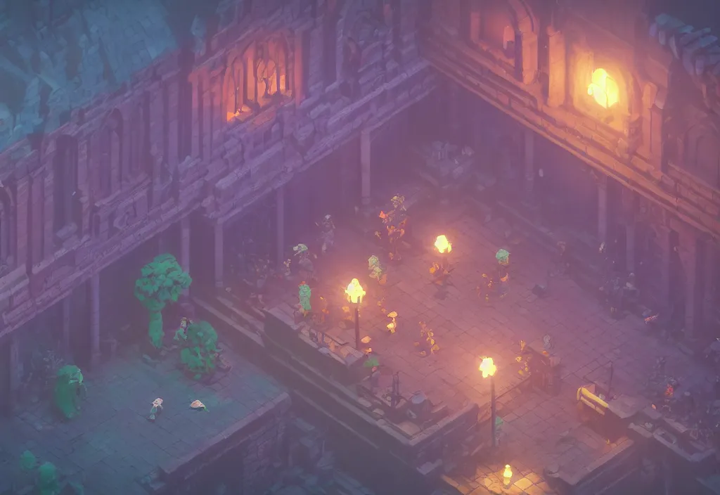 Image similar to isometric magicavoxel Bloodborne kipo wonderbeasts cinematic lighting, 4k