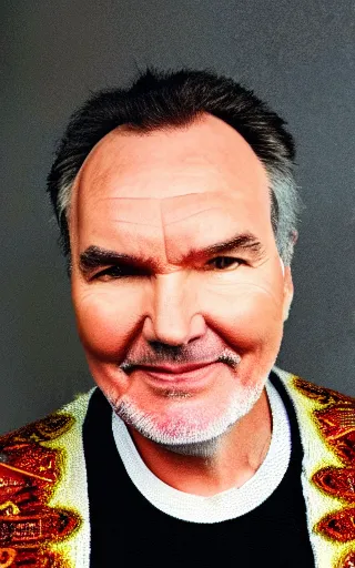 Prompt: Norm MacDonald wearing Mongolian armor, high angle, iPhone selfie