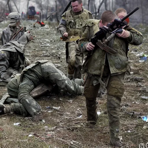 Prompt: aftermath of a bloody battle ukraine war