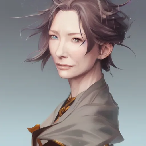 Image similar to An anime portrait of cate blanchett , by Stanley Artgerm Lau, WLOP, Rossdraws, James Jean, Andrei Riabovitchev, Marc Simonetti, and Sakimichan, tranding on artstation