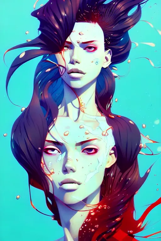 Image similar to a ultradetailed beautiful panting of a stylish woman with hair made out of water, by conrad roset, greg rutkowski and makoto shinkai trending on artstation