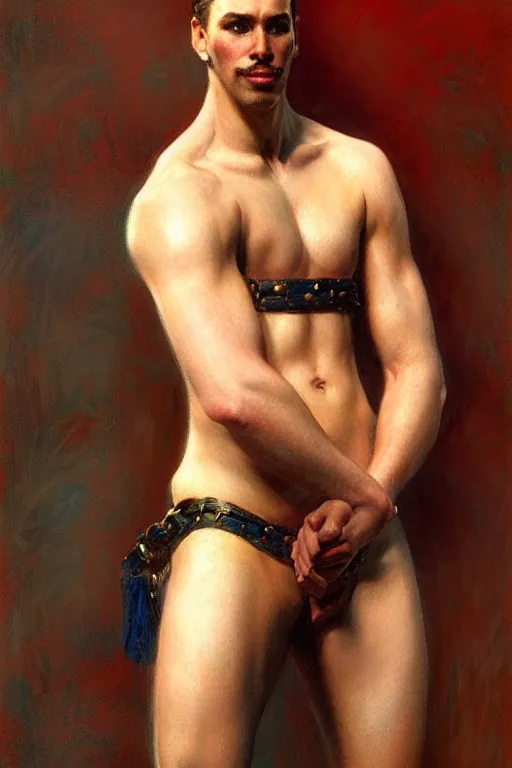 Image similar to attractive male, cloisonnism, character design, painting by gaston bussiere, craig mullins, j. c. leyendecker, tom of finland