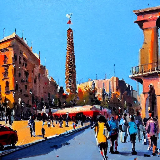 Prompt: painting Barcelona by style Antoine Blanchard