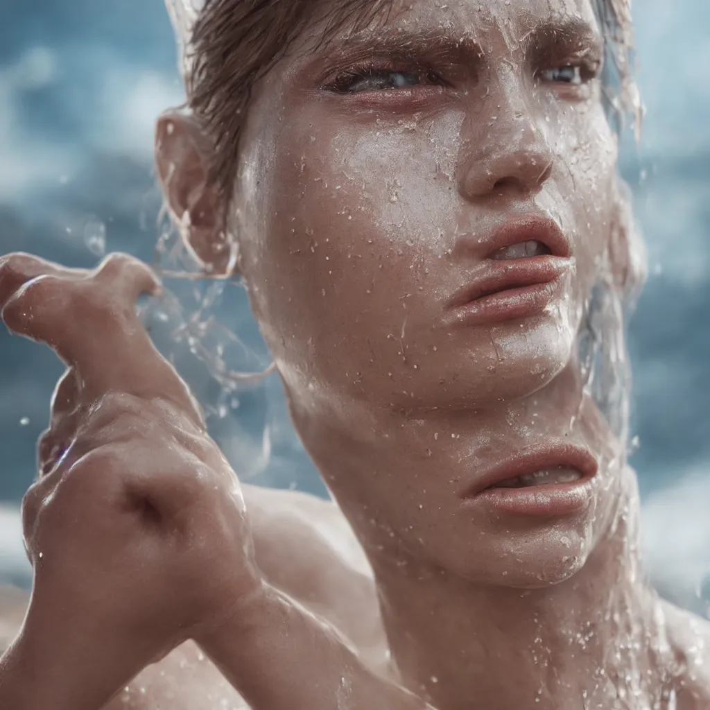 Image similar to a closeup photorealistic photograph of glistering sweaty skin face professional capture, well lit shot, extra crisp, features intricate detail, epic composition and the style of unreal engine 8 k resolution.