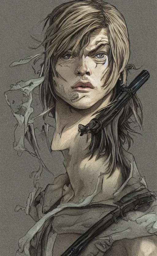 Image similar to pepe in smoke and dirt, trading card front, anime style, soldier clothing, hair down, symmetrical facial features, symmetrical body features, hyper realistic, pale skin, 4k, rule of thirds, extreme detail, detailed drawing, trending artstation, hd, fantasy, D&D, realistic lighting, by Alphonse Mucha, Greg Rutkowski, sharp focus, backlit