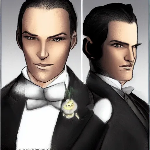 Image similar to urban fantasy butler that looks similar to michael kane, handsome, balding, well dressed, pet rat on shoulder