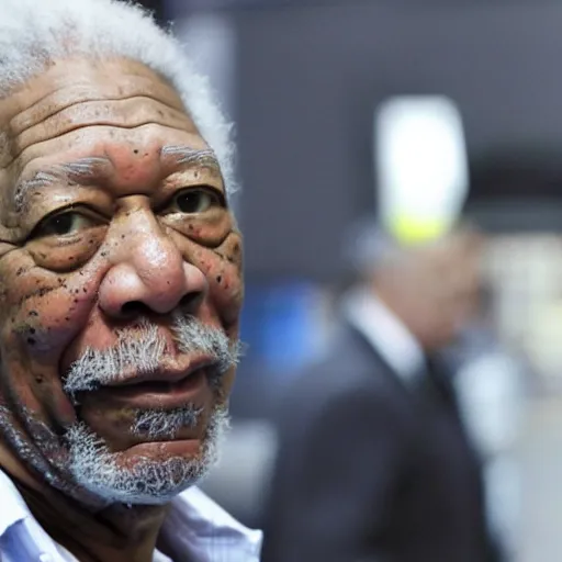 Image similar to a surveillance footage of Morgan Freeman at Walmart