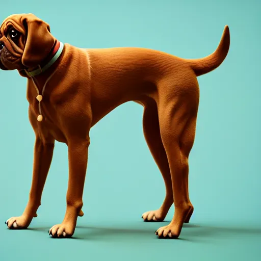 Image similar to A 3d render of 🐶, digital art, octane render, 8k resolution, character design, wes anderson color palette, film grain, unreal engin