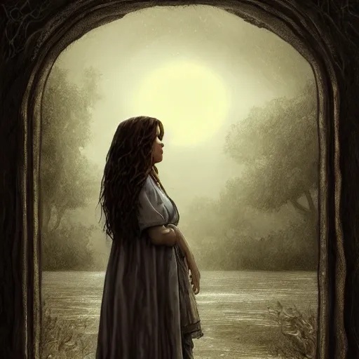 Image similar to a wlop 3 d render of very very very very highly detailed beautiful mystic portrait of the curse of la llorona and horror background by anton pieck, intricate, extremely detailed, digital painting, artstation, concept art, smooth, sharp focus, illustration, intimidating lighting, incredible art,