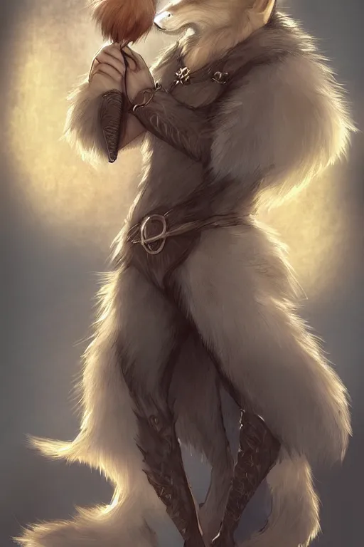 Image similar to an anthropomorphic medieval fox with a fluffy tail, backlighting, trending on artstation, digital art, furry art, trending on furaffinity, fantasy art, by kawacy