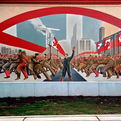 Image similar to a socialist realist mural that only says daily!!!!!!!!