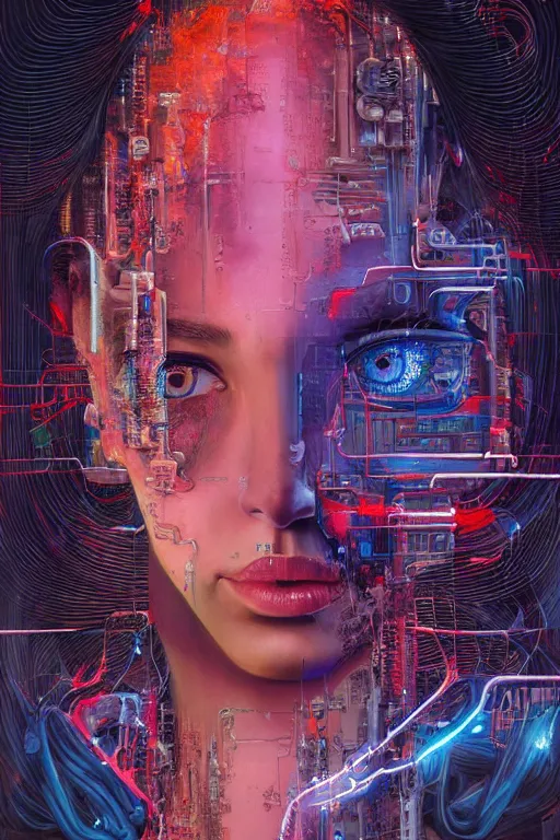 Prompt: portrait of computer & circuits, melting, egyptian godess, 8 k, by tristan eaton, stanley artgermm, tom bagshaw, greg rutkowski, carne griffiths, ayami kojima, beksinski, giger, trending on deviantart, face enhance, hyper detailed, minimalist, cybernetic, android, blade runner, full of colour, super detailed