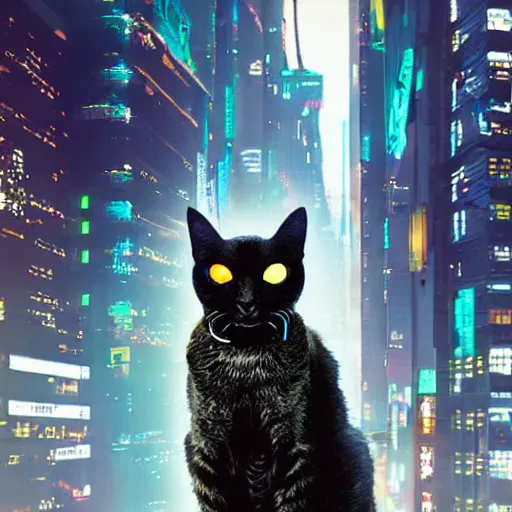 Image similar to cyberpunk cat in the city