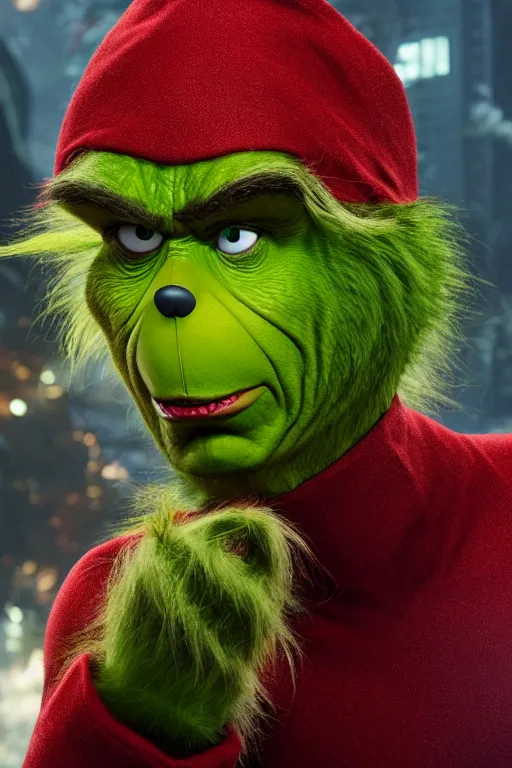 Prompt: The Grinch that stole Ironman's armor, Ironman Grinch, 4k